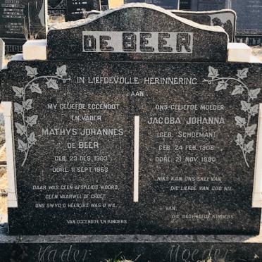 BEER Mathys Johannes, de 1903-1953 &amp; Jacoba Johanna SCHOEMAN 1906-1980