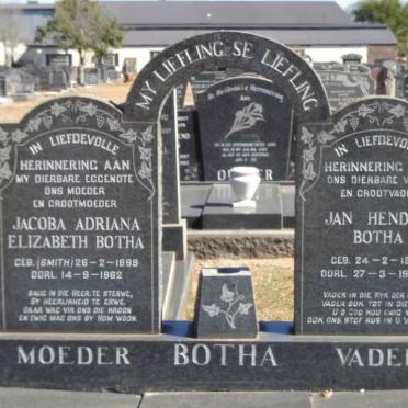 BOTHA Jan Hendrik 1899-1965 &amp; Jacoba Adriana Elizabeth SMITH 1899-1962