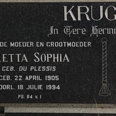 KRUGER Matthys Johannes 1895-1969 &amp; Aletta Sophia DU PLESSIS 1905-1994