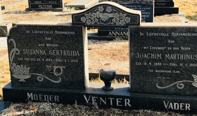 VENTER Joachim Marthinus 1880-1965 &amp; Susanna Gertruida COETZEE 1884-1969