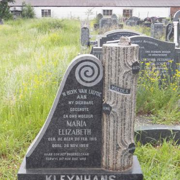 KLEYNHANS Maria Elizabeth nee DE BEER 1915-1958 