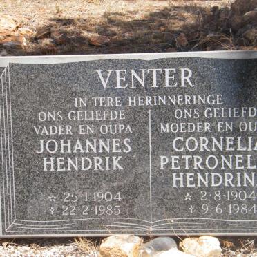 VENTER Johannes Hendrik 1904-1985 &amp; Cornelia Petronella Hendrina 1904-1984