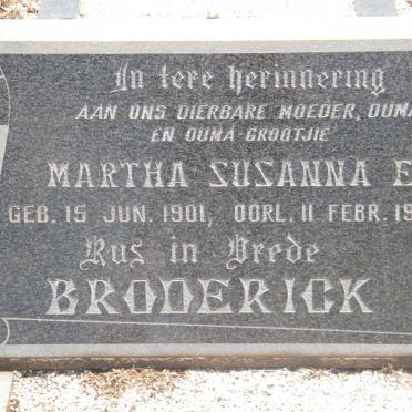 BRODERICK Martha Susanna E. 1901-1980