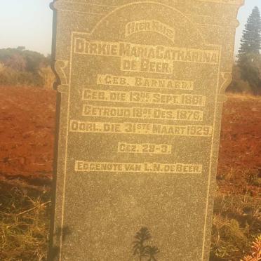 BEER Dirkie Maria Catharina, de nee BARNARD 1861-1929