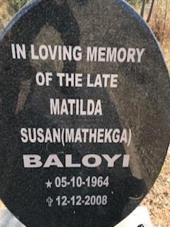 BALOY Matilda Susan nee MATHEKGA 1964-2008