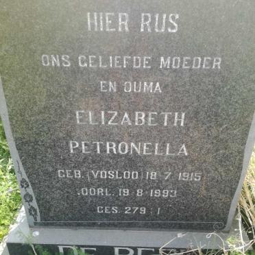 BEER Elizabeth Petronella, de nee VOSLOO 1915-1993