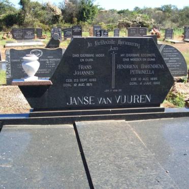 VUUREN Frans Johannes, Janse van 1892-1971 &amp; Hendriena Barendiena Petronella 1895-1968