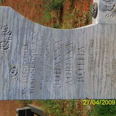 BOTHA Johanna Adriana 1942-1980