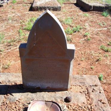 BANK Anna Maria Magdalena, van der nee GRUNDLING 1875-1928