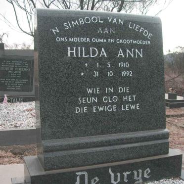 VRYE Hilda Ann, de 1910-1992