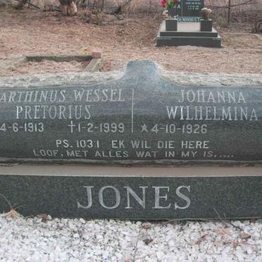 JONES Marthinus Wessel Pretorius 1913-1999 &amp; Johanna Wilhelmina 1926-