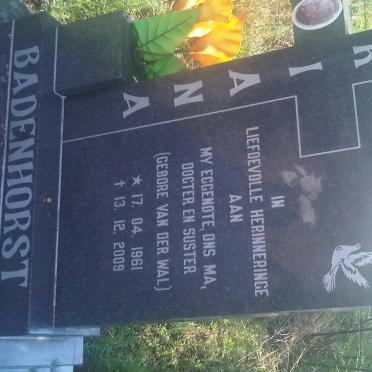 BADENHORST Riana nee VAN DER WAL 1961-2009
