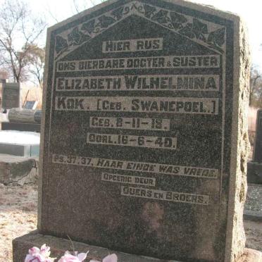 KOK Elizabeth Wilhelmina nee SWANEPOEL 1918-1940