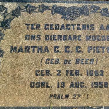 PIETERSE Martha C.C.C. nee DE BEER 1882-1958