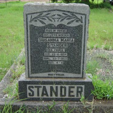 STANDER Gideon Stephanus 1852-1916 &amp; Susanna Maria FOURIE 1854-1932 