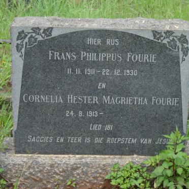 FOURIE Frans Philippus 1911-1930 &amp; Cornelia Hester Magrietha 1913-