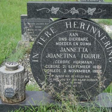 FOURIE Jannetta Joanetina nee HERMANN 1893-1979