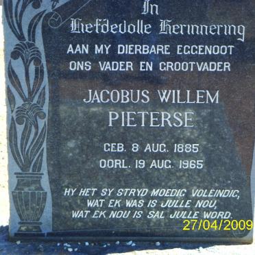 PIETERSE Jacobus Willem 1885-1965