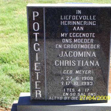 POTGIETER Jacomina Christiana nee MEYER 1908-1993