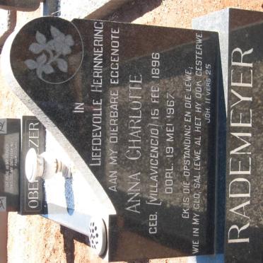 RADEMEYER Anna Charlotte nee VILLAVICENCIO 1896-1967