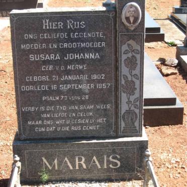 MARAIS Susara Johanna nee VAN DER MERWE 1902-1957