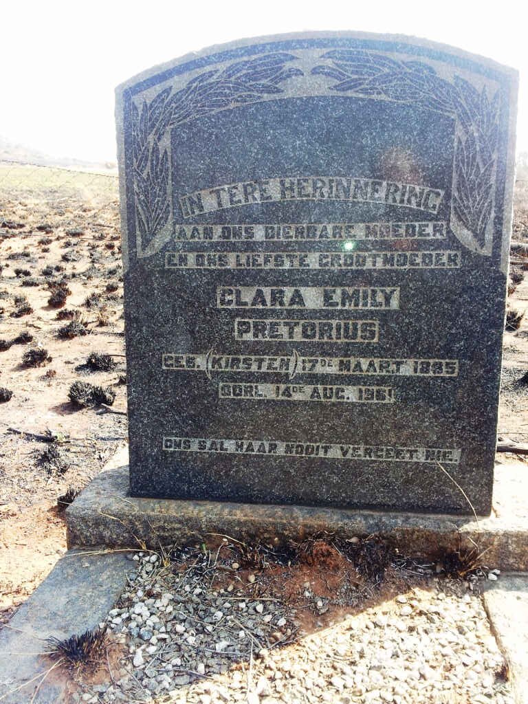 PRETORIUS Clara Emily nee KIRSTEN 1885-1961