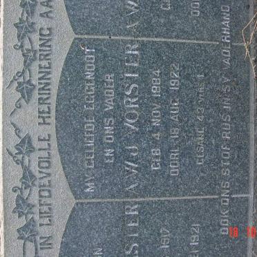 VORSTER A.W.J. 1884-1922