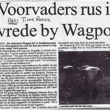 North West, BRITS district, Mamogaleskraal, Roos Historical cemetery