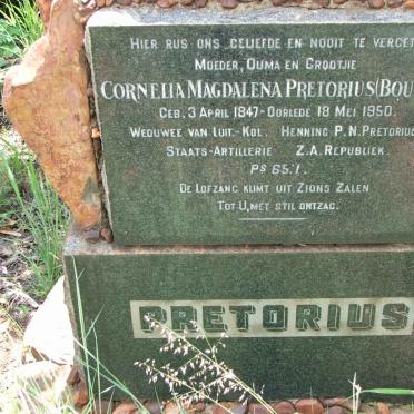 PRETORIUS Cornelia Magdalena nee BOUWER 1847-1950