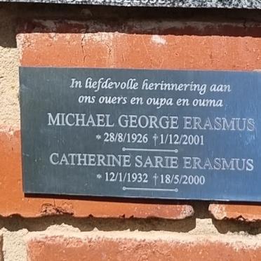 ERASMUS Michael George 1926-2001 & Catherine Sarie 1932-2000