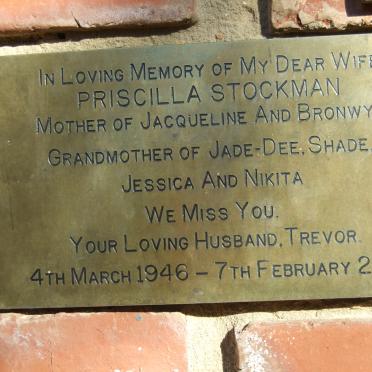 STOCKMAN Priscilla 1946-2011