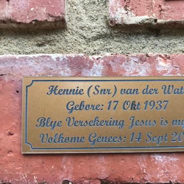 WATT Hennie, van der 1937-2015