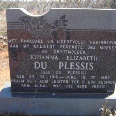 PLESSIS Johanna Elizabeth, du nee DU PLESSIS 1916-1982