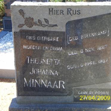MINNAAR Theunetta Johanna nee STEENKAMP 1887-1967