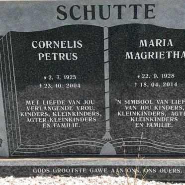 SCHUTTE Cornelis Petrus 1925-2004 &amp; Maria Magrietha 1928-2014