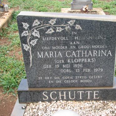 SCHUTTE Maria Catharina nee KLOPPERS 1896-1979