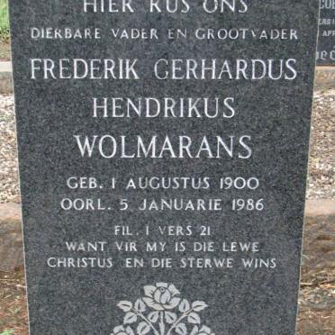 WOLMARANS Frederik Gerhardus Hendrikus 1900-1986
