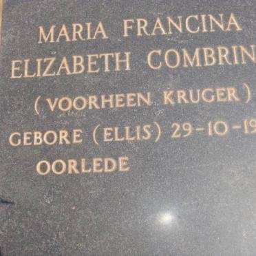 COMBRINK Maria Francina Elizabeth, previously KRUGER nee ELLIS 1923-