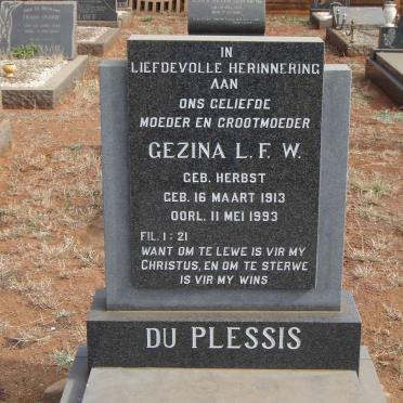 PLESSIS Gesina L.F.W., du nee HERBST 1913-1993