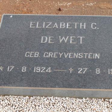 WET Elizabeth C., de nee GREYVENSTEIN 1924-1987