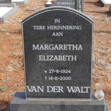 WALT Margaretha Elizabeth, van der 1924-2000