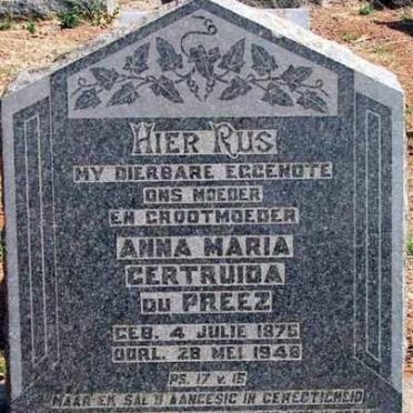 PREEZ Anna Maria Gertruida, du 1875-1943