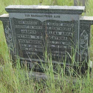WESTHUIZEN Jasper Petrus. v.d. 1876-1945 &amp; Helena Anna Catrina 1884-1945?