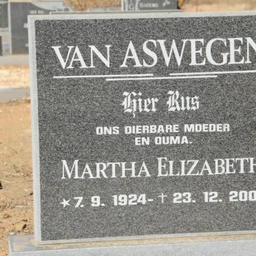 ASWEGEN Martha Elizabeth, van 1924-2003