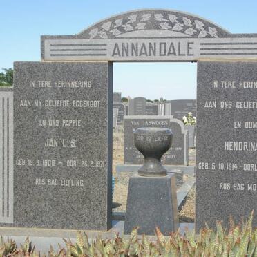 ANNANDALE Jan L.S. 1906-1971 &amp; Hendrina W. 1914-1980