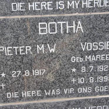 BOTHA Pieter M.W. 1917- &amp; Vossie MAREE 1923-1998