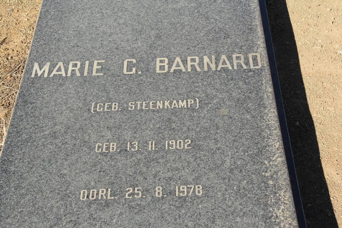 BARNARD Marie G. nee STEENKAMP 1902-1978