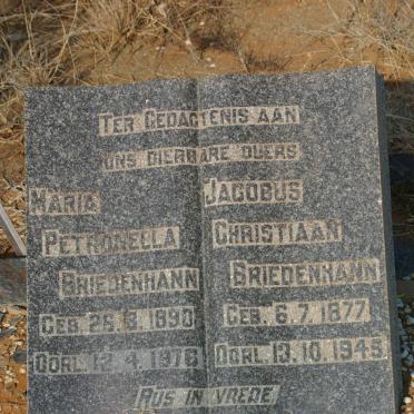 BRIEDENHANN Jacobus Christiaan 1877-1945 &amp; Maria Petronella 1890-1976