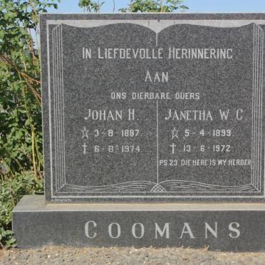 COOMANS Johan H. 1887-1974 &amp; Janetha W.C. 1899-1972