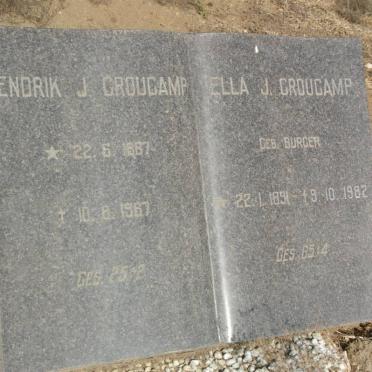 CROUCAMP Hendrik J. 1887-1967 &amp; Ella J. BURGER 1891-1982